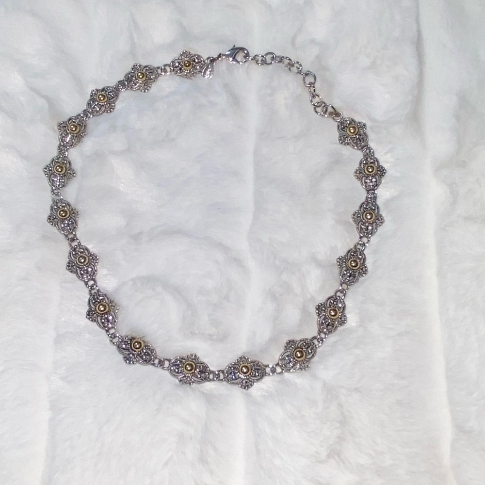 Vintage Parklane Elegant Silver & Gold Tone Choker Necklace